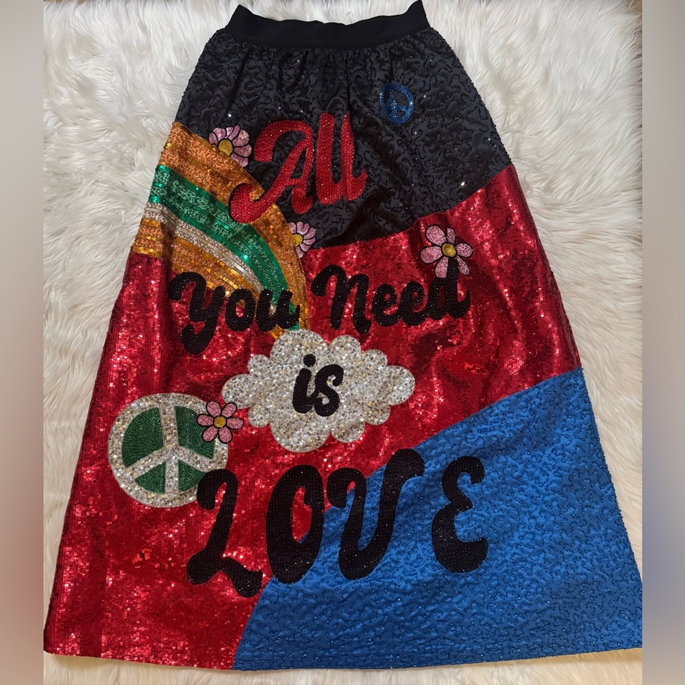 Alice + Olivia x The Beatles New Tina Ballgown Skirt Multicolor Size 6 - Picture 2 of 6